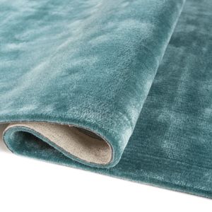 Hand Tufted Loomed Turquoise Solid Viscose Silk <b>Thick</b> Plush Cut Pile Rug High Quality Modern Style Color Washable Non-Slip PET - Product Image 3