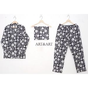 ชุดนอนผ้าฝ้ายลายพิมพ์สไตล์อินเดียสำหรับผู้หญิง ชุดนอนแฟชั่นที่สวมใส่สบายและเป็นมิตรต่อสิ่งแวดล้อม เหมาะสำหรับฤดูหนาว - Product Image 1