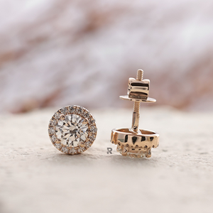 Boucles d'oreilles minimalistes en or 14k 18k avec halo de diamants brillants cultivés en laboratoire certifiés IGI 1,30 ct 2,25 ct 3,35 ct, bijoux pour femmes - Product Image 3