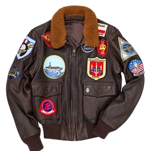 Stylish Solid Plain Dyed Men's Maverick <b>Top</b> <b>Gun</b> Aviator Pilot Leather Hoodie | Tom Cruise <b>Patch</b> Flight Coat HUNAR INDUSTRIES - Product Image 4