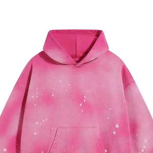 Distressed Acid Wash Embroidered Spring Hoodie Custom Regular Fit 370grams Heavyweight Cotton <b>Pullover</b> Lined Solid Woven <b>Men</b> - Product Image 4