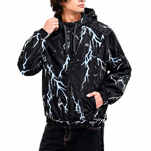 Trendy Style Custom Printed Nylon Windbreaker <b>Jackets</b> Hooded Zip Up <b>Lightweight</b> Streetwear Outerwear OEM Fashion <b>jacket</b> for men - Product Image 3