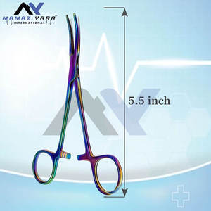 Pinces hémostatiques Kelly Premium 5,5 pouces courbées avec mâchoires semi-dentelées - Pour infirmières et dentistes - Acier inoxydable arc-en-ciel - Product Image 5