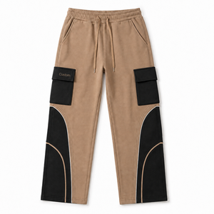 Pantalones Cargo Jogger de Algodón 100% Ecológico de Primera Calidad, con Paneles en Contraste, Multibolsillos, Estilo Casual Urbano, Venta al Por Mayor - Product Image 1