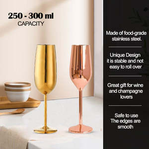 Copa de Vino Moderna Irrompible de Calidad Premium, Sostenible, de Metal Cepillado, para Flautas de 301-400 ml, Vaso para Bebidas - Product Image 4