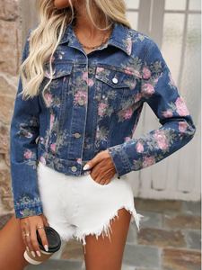 Chaqueta vaquera de camionero con estampado de leopardo para mujer TRIBON SPORTS, manga larga, cuello vuelto, largo regular, informal, lavada, con parches, para otoño e invierno - Product Image 4