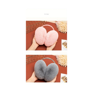 Plush Rabbit Fur <b>Ear</b> <b>Muffs</b> In Pink And Gray Colors For Warmth And Style - Product Image 1