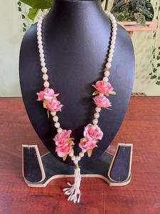 Elegante Juego de Collar de Perlas con Flores Hechas a Mano, Adornos Florales y Borla de Cuentas, Joyería Festiva Tradicional para Bodas - Product Image 2