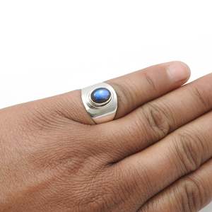 925 Sterling Silver Vintage <b>Ring</b> Oxidized With Oval Cut <b>Labradorite</b> Gemstone Trendy Boho Jewelry For Wedding-Engagement-Party - Product Image 3