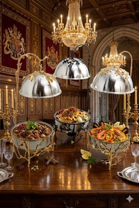 Premium Stainless Steel Round Chafing Dish <b>Buffet</b> <b>Server</b> with Lid for Catering At Best Price - Product Image 3