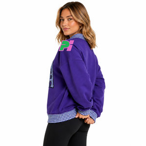 Sweat-shirt à col montant Georgia State avec lettrage et bordures à carreaux, sweat-shirt personnalisé à col montant GA, vêtement d'hiver - Product Image 2