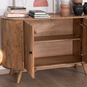 Mueble de almacenamiento de 2 puertas estilo Vandana Autumn Space con bordes redondeados, madera maciza de acacia, Boomer - Product Image 4