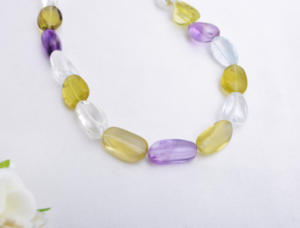 สร้อยคอหินกึ่งมัลติเจมสโตนแบบเรียบ l 16 นิ้ว หินธรรมชาติผสมแบบเรียบสำหรับทำเครื่องประดับชั้นดี - Product Image 6