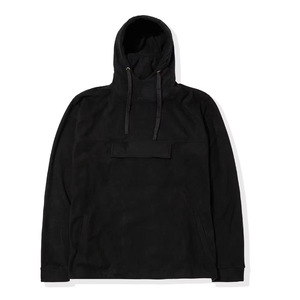 Sudadera con capucha de cuello alto tipo embudo para hombre, blanca, de algodón y forro polar, con bolsillo con solapa, OEM al por mayor - Product Image 3