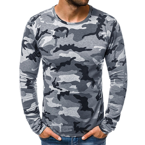T-shirt Homme Slim Fit Manches Longues Automne Jeunesse Camouflage Col Loisir 100% Polyester avec Motif Gaufré pour Homme - Product Image 5