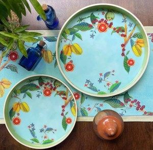 Juego de bandejas de servir redondas de madera con diseño floral colorido, bandejas decorativas bohemias para el hogar y la cocina, hechas a mano, multifuncionales, bandeja de regalo de Navidad - Product Image 2