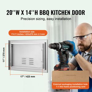 Sportello di Accesso BBQ a Incasso in Acciaio Inossidabile 20W x 14H Pollici per Cucina Esterna, Accessorio Singolo per Armadio Verticale da Cucina - Product Image 2