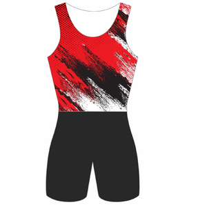Combinaison de lutte unisexe violette ajustée en Spandex et Nylon extensible avec logo imprimé par transfert thermique sur le devant, vêtement de sport de combat - Product Image 1