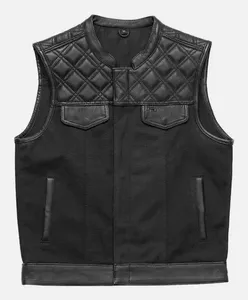 Gilet en cuir de moto de qualité supérieure, unisexe, style motard, fait main, avec tailles personnalisées et options de vente en gros disponibles - Product Image 1