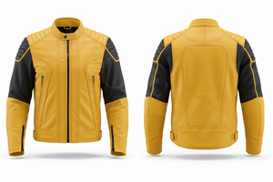 Veste de moto en cuir élégante et protectrice avec épaulettes rembourrées et manches zippées, veste de moto de sécurité intégrale - Product Image 6