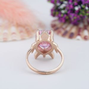 Rose Gold Plated Solid 925 Sterling <b>Silver</b> Pink Rose Quartz Pear Faceted Cut Gemstone Statement Teardrop <b>Stacking</b> <b>Rings</b> Jewelry - Product Image 4
