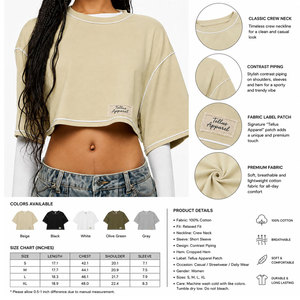 Women's Short Tees Crop <b>Tops</b> Casual wear Cotton made Women's T shirts in All Styles & Colors Women's Crop <b>Top</b> T-Shirt - Product Image 5