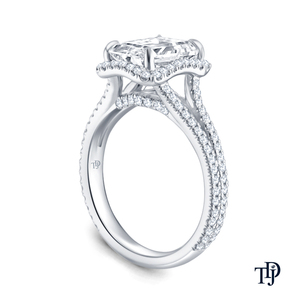 10K Gold <b>Split</b> Shank Halo Accent Lab Grown Diamond Engagement <b>Ring</b> With Center Diamond OEM Wholesale retail - Product Image 2