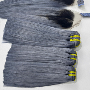 Precio del proveedor 100% Raw Virgin Vietnamese Human Lace Wig Bone Straight Ombre Grey Color Super Double Drawn Hair Extensions - Product Image 4