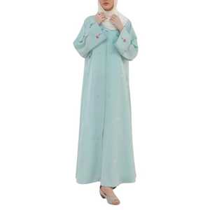 Muslim Dubai Islamic Clothing Abaya Designs Floral Embroidery Hijab Abaya <b>Set</b> <b>Modest</b> Open Abaya Women Muslim Dress - Product Image 1