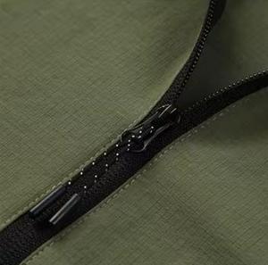Men's Hooded Windproof <b>Canvas</b> <b>Jacket</b> Front Logo Olive Green Polyester Zipper Closure Sporty Autumn Slim Fit Stand Collar - Product Image 5