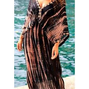 Caftán Tie Dye de 300g, Material Fluido, Cintura Natural, Ecológico, Vestido Maxi para Playa, Talla Grande, Ropa de Verano para Resort, ODM - Product Image 2