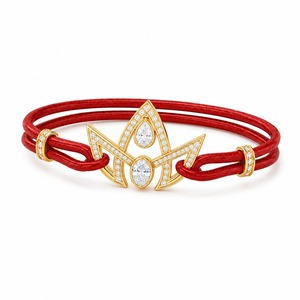 18K <b>Gold</b> Lab Grown Diamond Red String <b>Bracelet</b> Wholesale Luxury Diamond Charm <b>Bracelet</b> for Women Wholesale 18K <b>Gold</b> Lab Grown - Product Image 5