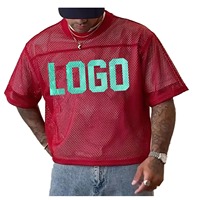 Camisetas Boxy de Malla Corta Oversize de Algodón Pesado con Hombros Caídos y Ajuste Holgado para Hombre, Estampadas