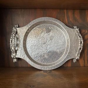 Plateau en laiton finition argentée pour service de table de luxe, plateau de service en laiton aspect argenté pour usage hôtelier, plateau en laiton épais - Product Image 3