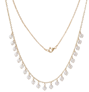 Collar de cadena con diamantes de laboratorio finos engastados en oro macizo de 10K y 14K, delicado y minimalista, con bisel de diamantes. - Product Image 2