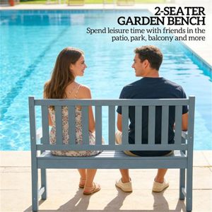 Panca da Giardino Doppia Grigia, Sedia da Patio per Parco o Giardino - Product Image 3