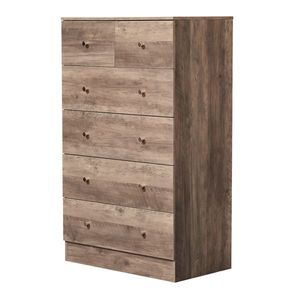 Armoire à tiroirs R279 9 en panneaux de particules gris 4+2 tiroirs 66*40*111cm avec poignées dorées mates et finition mélamine texturée - Product Image 2