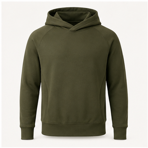 Sudadera con Capucha Personalizada Verde Oliva para Hombre, Estilo Moderno, Corte Regular, Sin Cordón, Frente Liso, Algodón Orgánico, Felpa Francesa MHOOD-0007 - Product Image 1