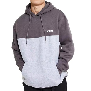 Sudadera con capucha de bloque de color con logotipo personalizado para hombre, sudaderas con capucha, cómodas y transpirables, mezcla de algodón básico con bolsillo de canguro - Product Image 1