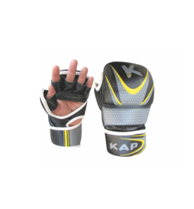 Gants de MMA KAP à demi-doigts en cuir PU avec impression craquelée et fermeture Velcro pour entraînement d'arts martiaux adultes - Product Image 2