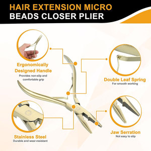 Kit d'outils professionnels pour extensions de cheveux, pinces en acier inoxydable pour la pose et le retrait de micro-anneaux, aiguille à boucle micro-ring - Product Image 5