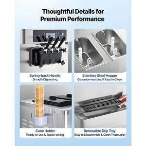 Macchina Professionale per Gelato Soft a 3 Gusti, 2200W, Produzione 20-28L/H, con 2 Contenitori da 6L, Novità 2022 - Product Image 6