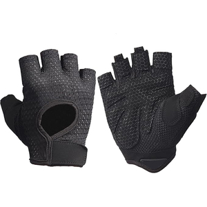 Anti <b>Slip</b> Gym Fitness Gloves Silicone Textured Palm Breathable Nylon Back <b>Half</b> Finger Workout - Product Image 1