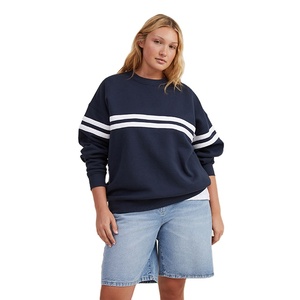 Wholesale Plus Size Women's Drop Shoulder Oversize Custom Knitted Front Logo Position Formal Winter Heavyweight Sweatshirts - Product Image 3