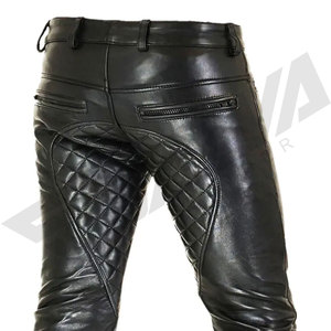 กางเกงหนังสำหรับขี่มอเตอร์ไซค์ SALVA LEATHER สีดำสำหรับผู้ชาย ทรงตรง เอวกลาง ปิดด้วยเชือกผูก กันน้ำ เหมาะสำหรับฤดูหนาว - Product Image 4