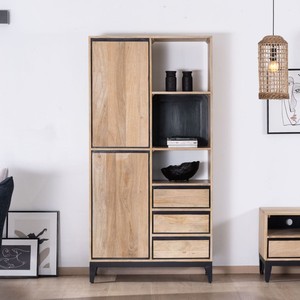 Meuble de rangement haut Vandana Royal Legacy en bois de manguier naturel et noir, au design épuré et moderne - Product Image 1