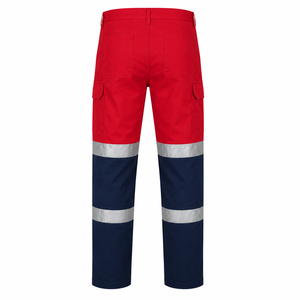 Custom Logo Mens Industrial Workwear Pants Reflective Tape Dual <b>Cargo</b> Pockets Two Tone Safety Trousers Custom Safety <b>Work</b> Pants - Product Image 2