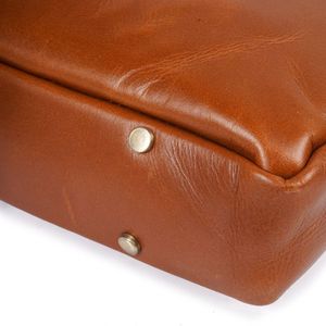 Genuine Leather Brown Large Capacity Laptop <b>Bag</b> Briefcase Crossbody <b>Computer</b> Handheld Business Travel <b>Bag</b> - Product Image 4