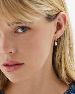 Pendientes de Aro Colgantes en Forma de Lágrima de Oro Sólido de 14K y 18K con Diamante de Laboratorio en Forma de Pera Engastado en Bisel, Cierre de Bisagra, Joyería Fina Clásica para Uso Diario - Product Image 2