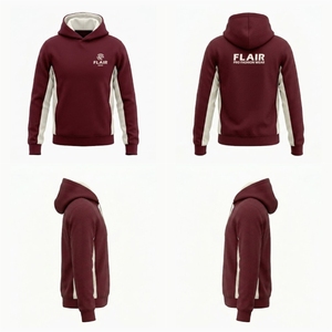 Hoodie en molleton à empiècements coupés et cousus sur mesure |   Pull-over pour homme en maille épaisse marron et crème - Product Image 6